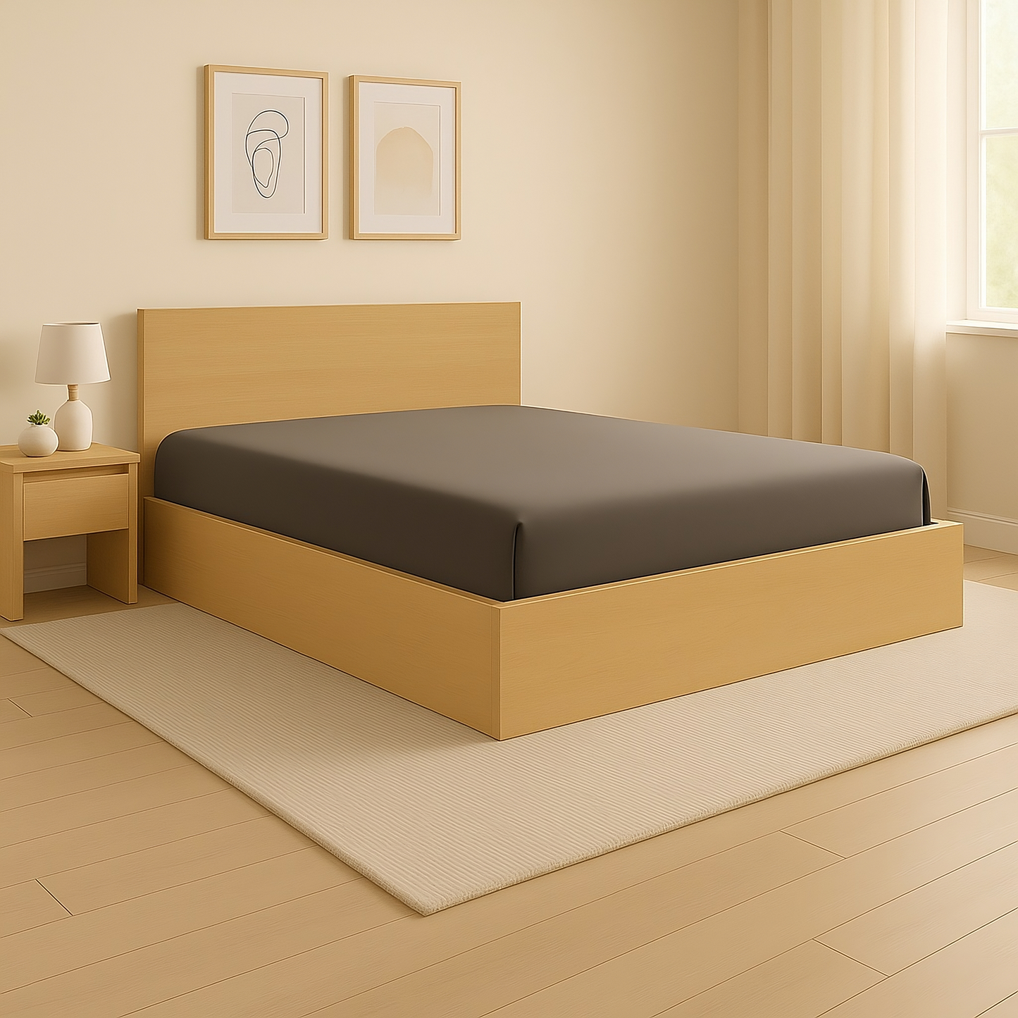 Engineered Wood Platform Bed with Storage Box Inbuilt
