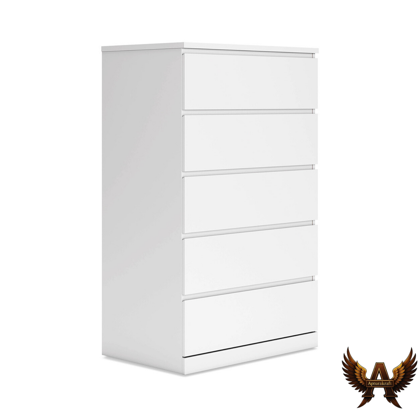 White Engineered Wood 5-Drawer Storage Tower