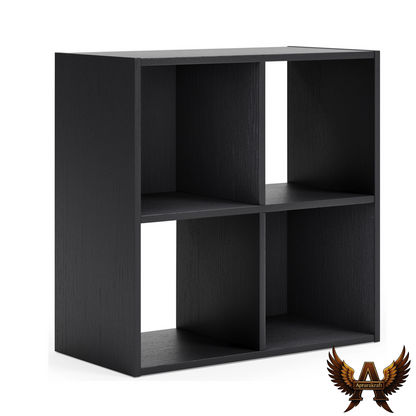 Black Engineered Wood 4-Cube Organizer