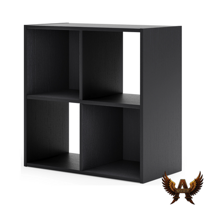 Black Engineered Wood 4-Cube Organizer