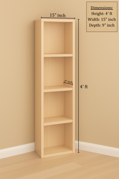 Solid Pine Wood 4-Tier Storage Rack