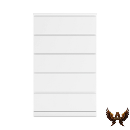 White Engineered Wood 5-Drawer Storage Tower