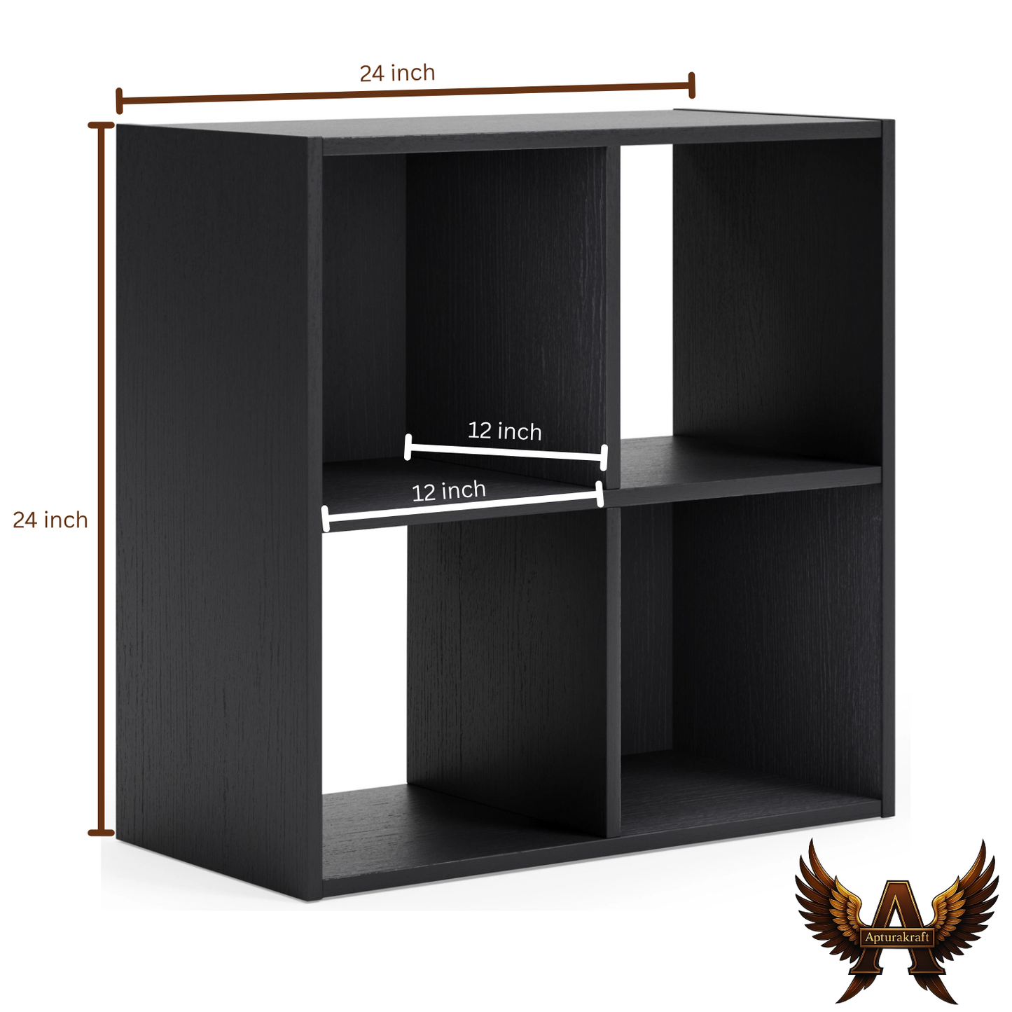 Black Engineered Wood 4-Cube Organizer