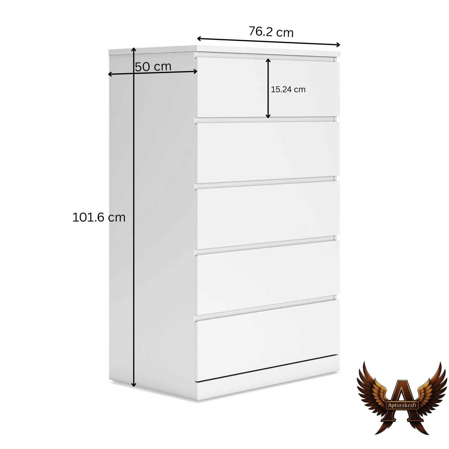 White Engineered Wood 5-Drawer Storage Tower
